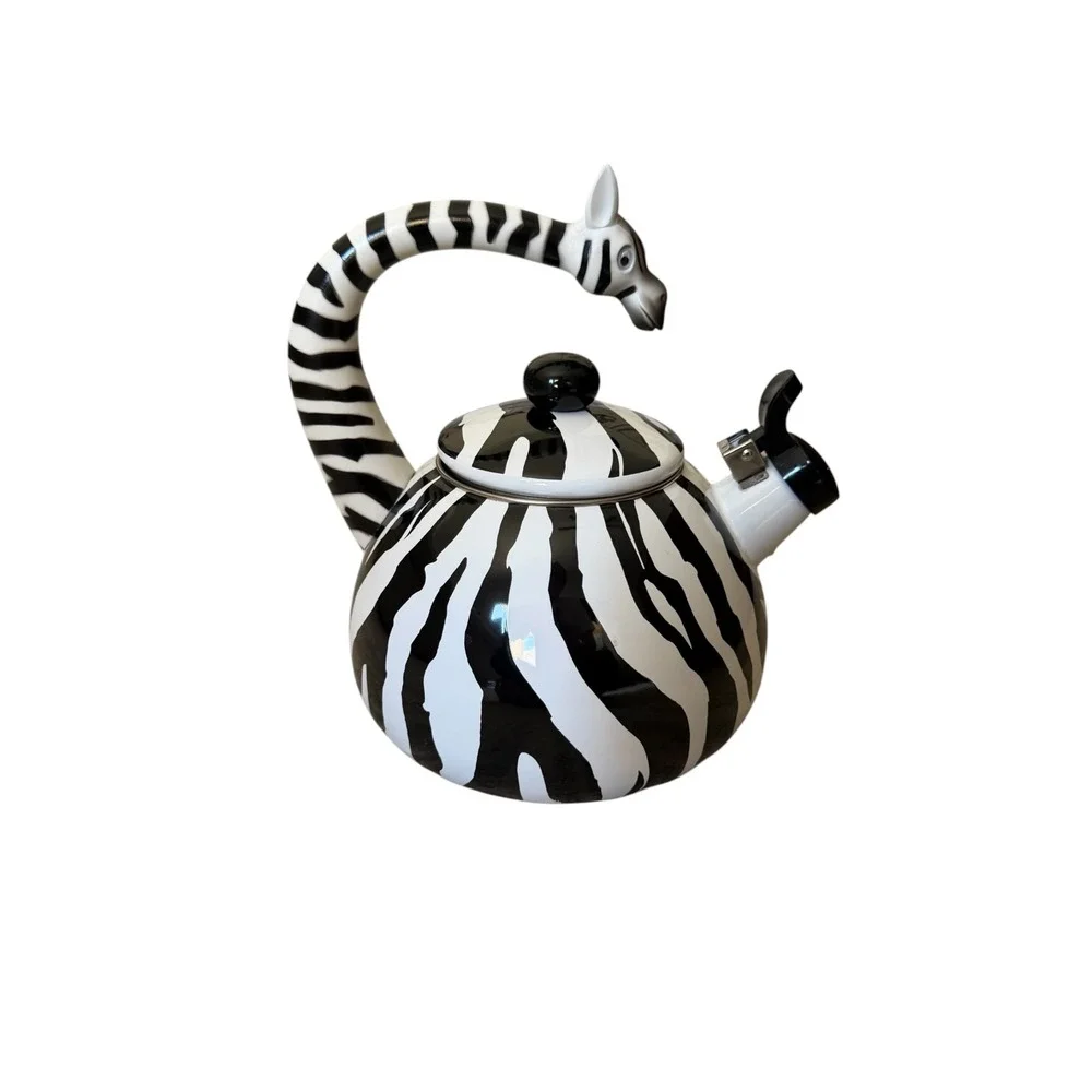 Supreme ZEBRA Whistling Enamel Tea Kettle 2.3q VTG Inspired Animal Print Unique